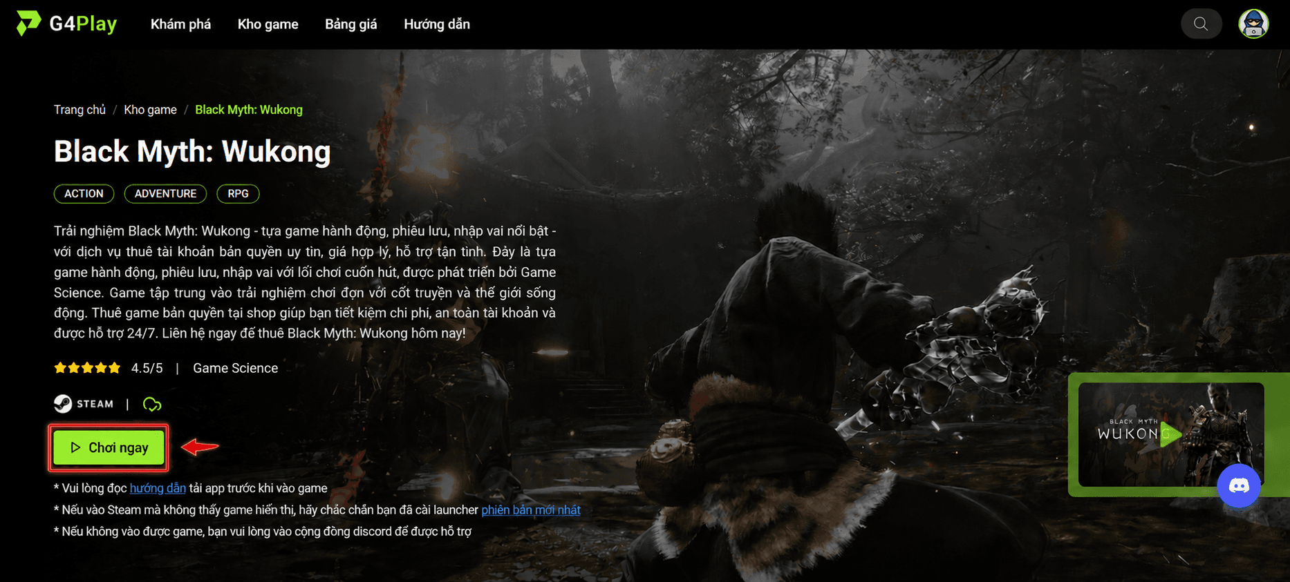 Tìm game và nhấn Chơi ngay