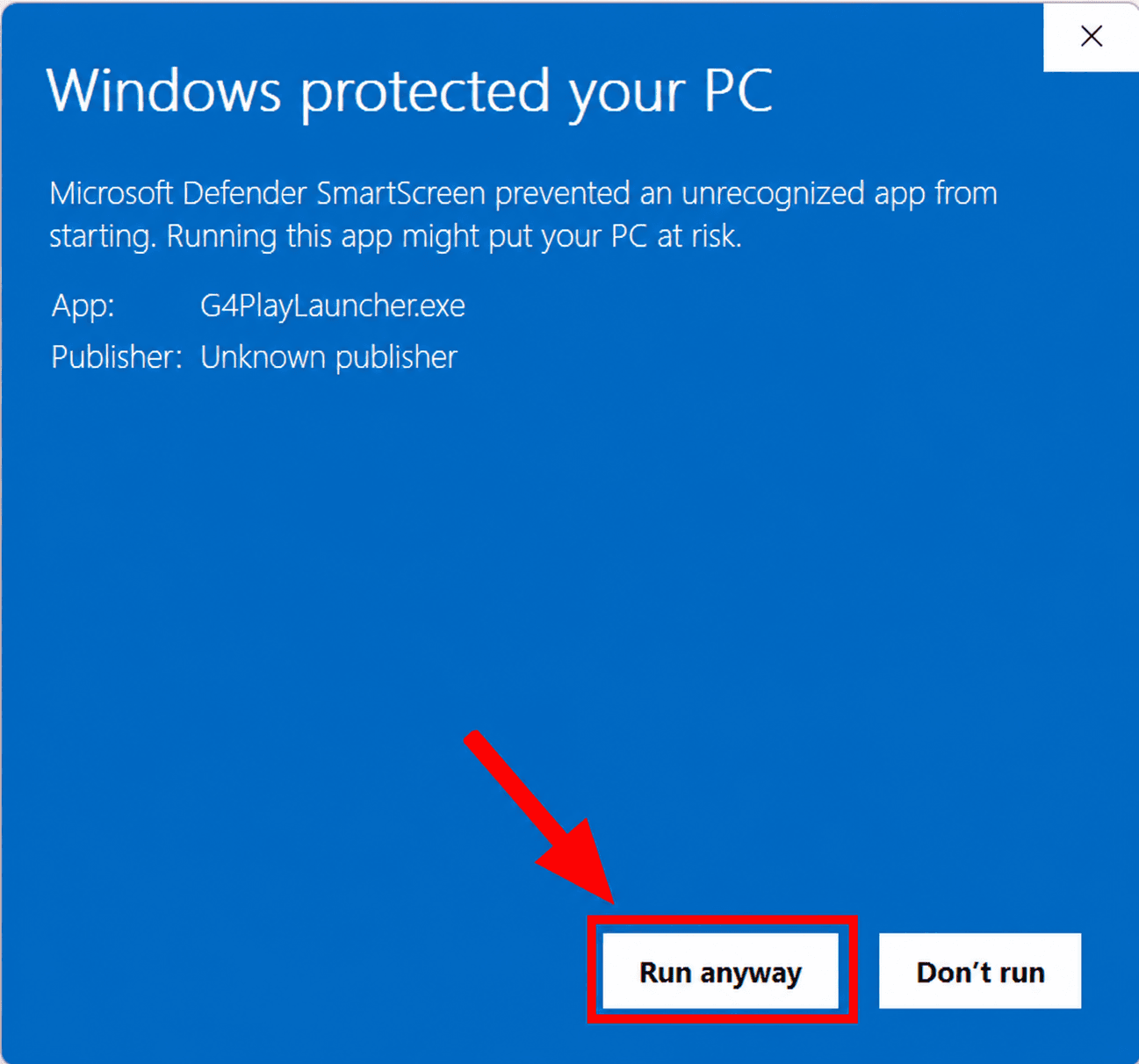 Cảnh báo Windows protected your PC